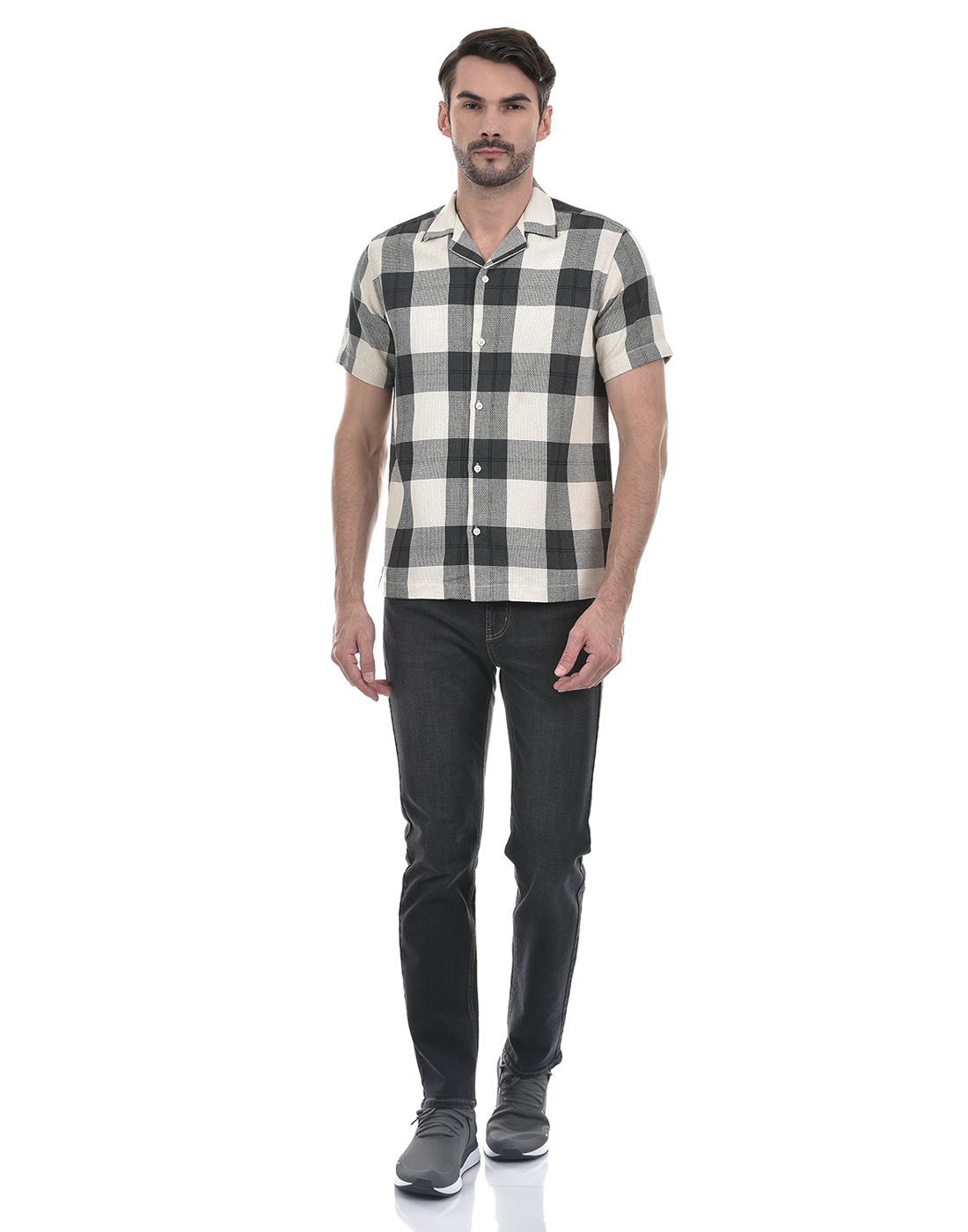 Numero Uno Men Checkered Grey Shirt